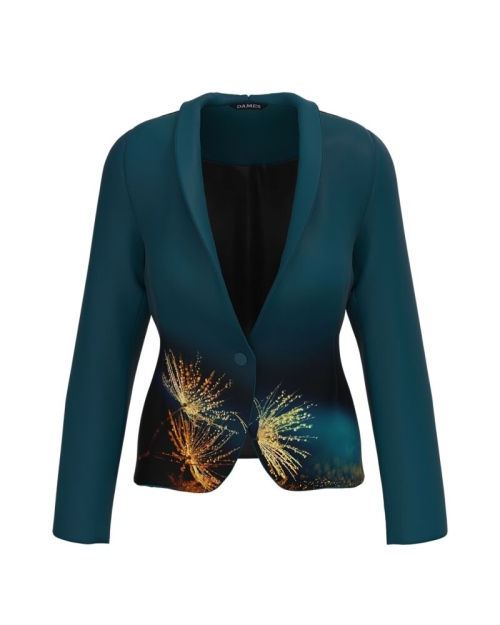 Sacou verde cambrat imprimat Picaturi de roua CMD3282