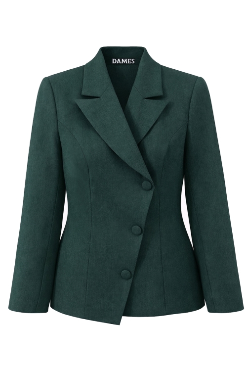 Sacou verde din stofa fina Valeria cu design asimetric