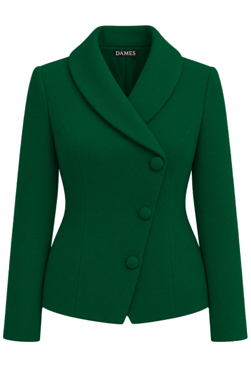Sacou verde elegant asimetric din stofa groasa Noemi
