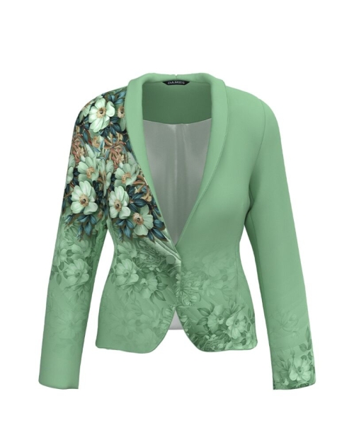 Sacou vernil cambrat imprimat cu model floral CMD3751