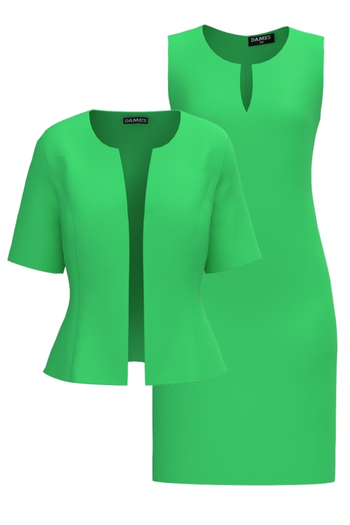 Set dama cu rochie si sacou verde