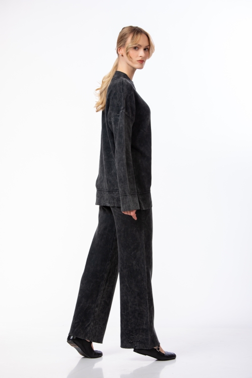Set dama negru cu pantaloni drepti si bluza lejera - Img 4