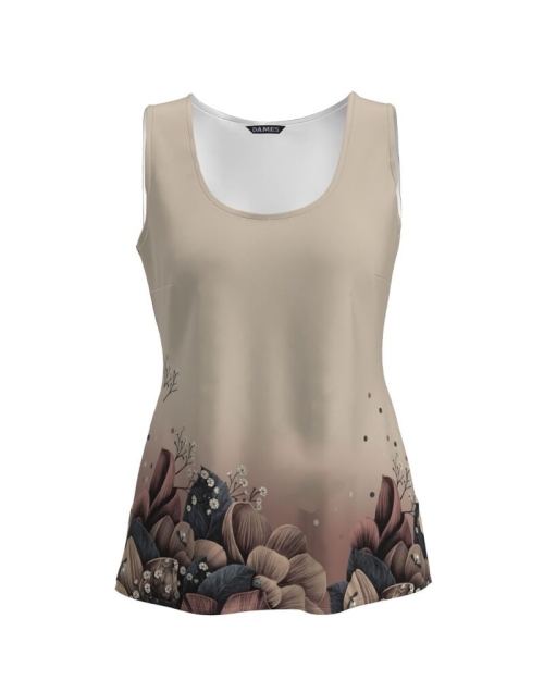 Top casual bej imprimat cu model floral CMD2811