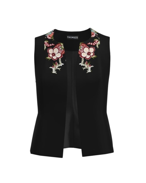 Vesta neagra imprimata cu model floral CMD1974
