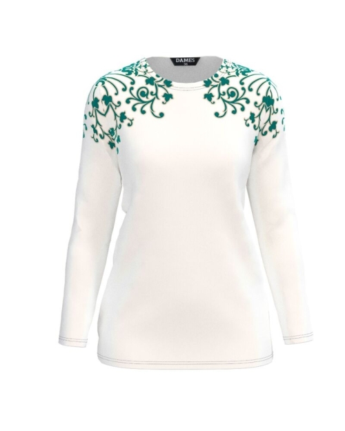 Bluza alba din catifea imprimata floral AW24