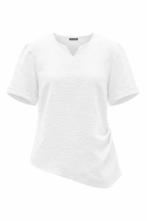 Bluza alba din vascoza cu decolteu in V si maneca scurta