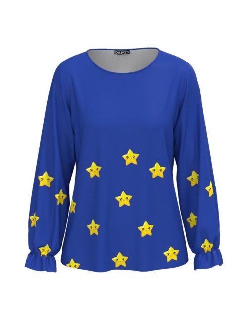 Bluza albastra imprimata cu model Stelute CMD4211