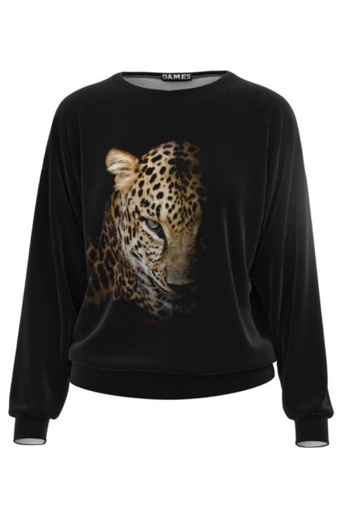 Bluza animal print tip hanorac din catifea CMD1383 - Img 3