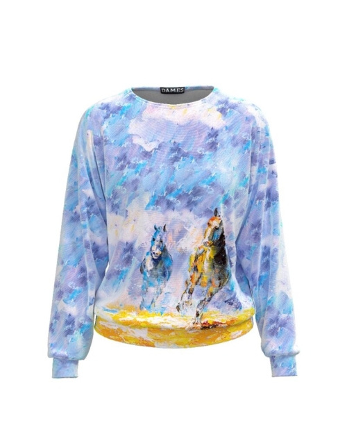 Bluza bleu tip hanorac din catifea CMD428 - Img 1