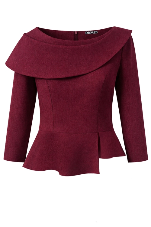 Bluza bordo asimetrica din stofa fina Valeria