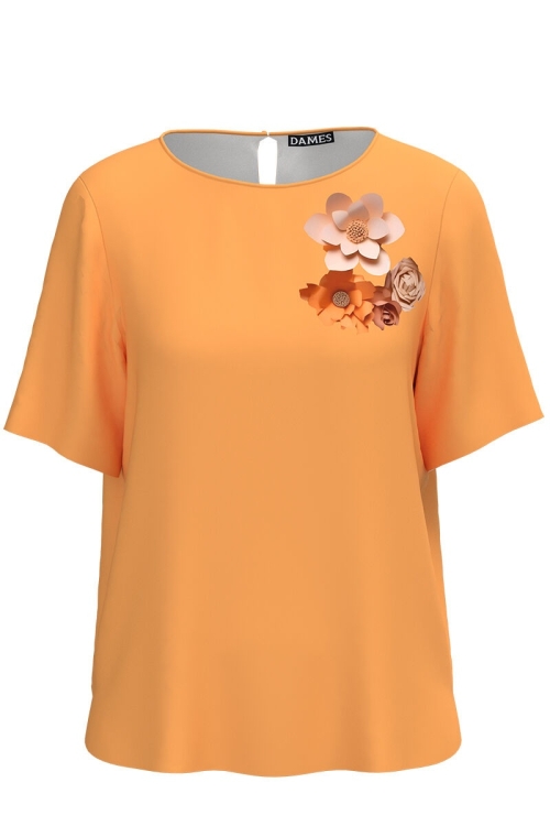 Bluza cu maneca scurta imprimata cu model floral CMD4742 - Img 2