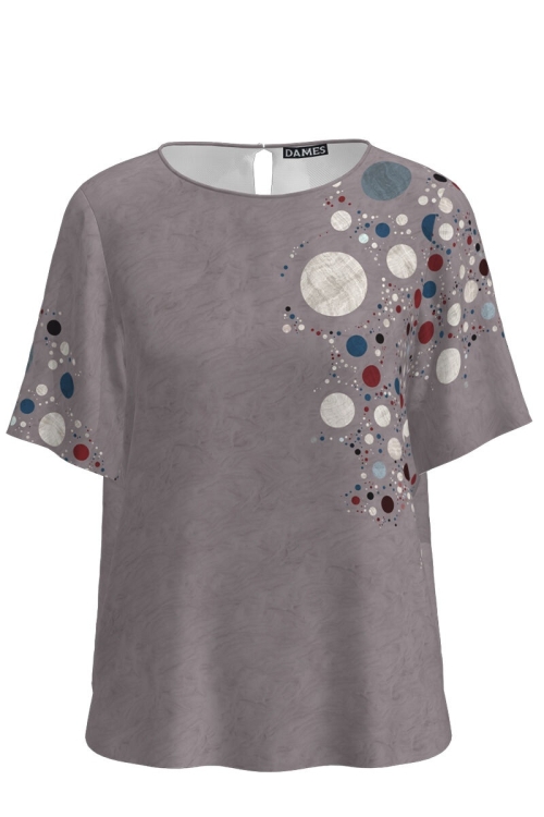 Bluza cu maneca scurta imprimata cu model multicolor CMD4448 - Img 2