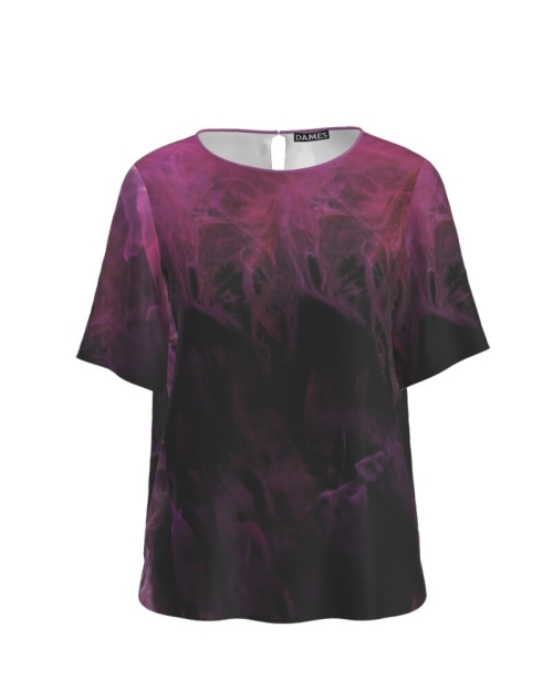 Bluza cu maneca scurta imprimata in nuante de mov CMD3179