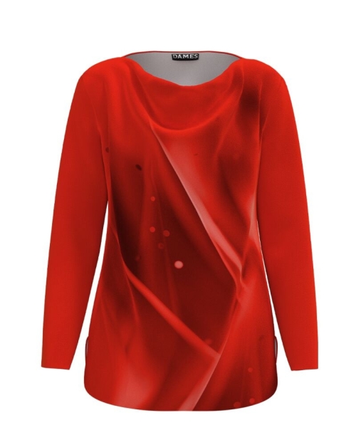 Bluza din catifea imprimata in nuante de rosu CMD3721