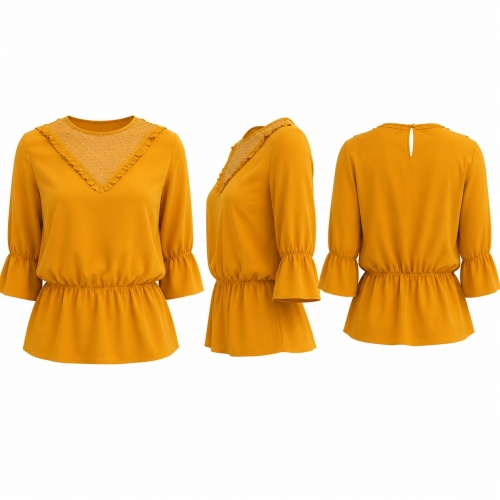 Bluza eleganta PREMIUM Topaz cu elastic si tulle DP002 - Img 2
