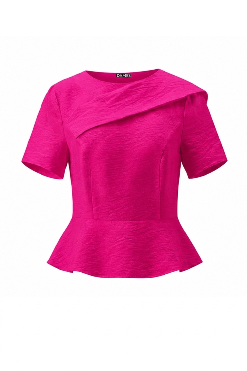 Bluza fucsia din vascoza cu detaliu pe umar