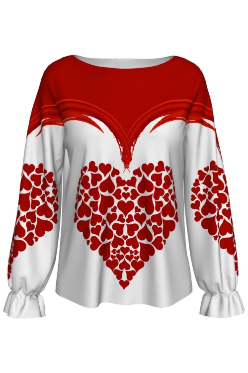 Bluza imprimata digital Red Hearts - Img 2