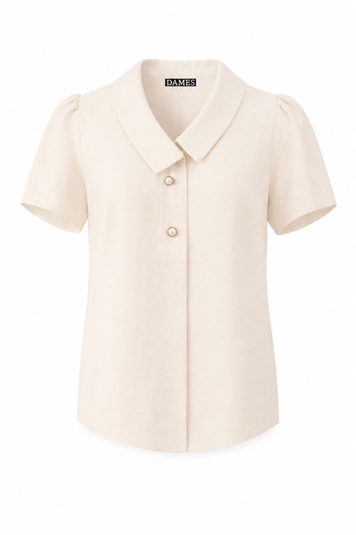 Bluza lejera crem din vascoza cu maneca scurta