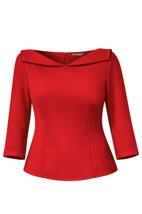 Bluza premium rosie eleganta cu detalii la decolteu