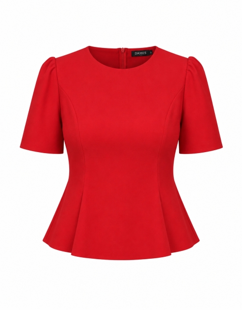 Bluza rosie eleganta cu maneca scurta si croiala cambrata