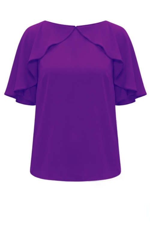 Bluza violet eleganta din vascoza cu maneci fluture
