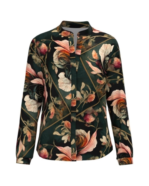 Camasa de dama multicolora cu guler tunica imprimata floral CMD4870