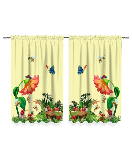Draperie camera copii bej din satin imprimata cu model Floral CMD2003 - Img 2