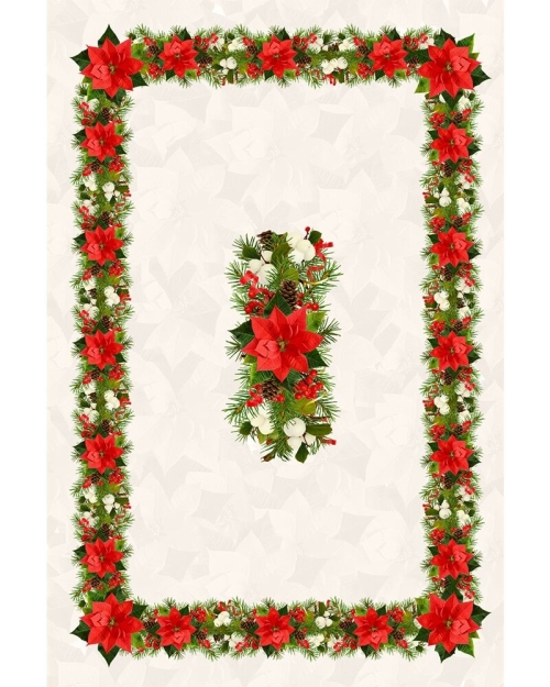 Fata de masa Craciun din satin imprimat Poinsettia CMD3592 - Img 3