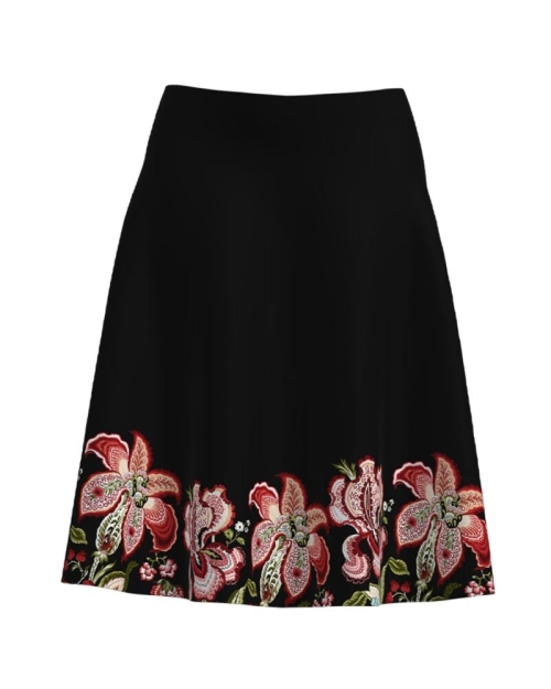 Fusta clos neagra imprimata digital cu model floral CMD2059
