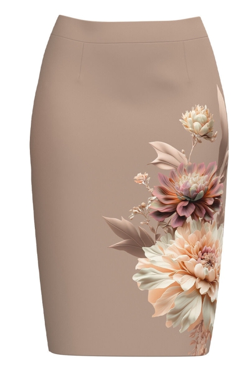 Fusta conica bej imprimata cu model floral - Img 2