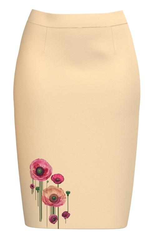 Fusta conica imprimata cu model flori de mac