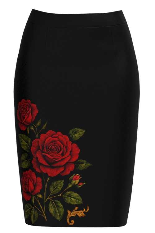 Fusta conica imprimata Noir Rose