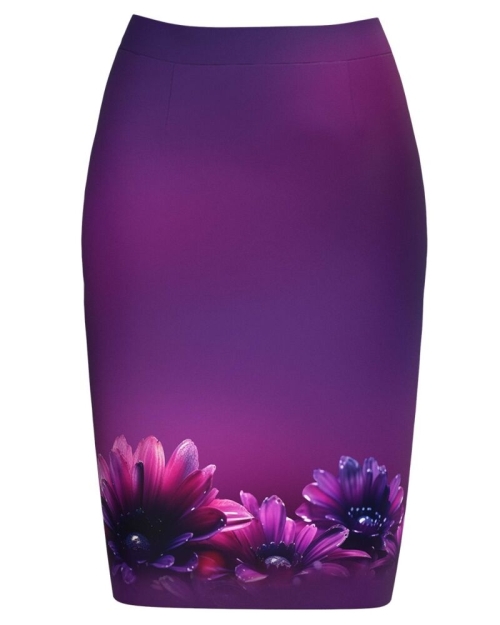 Fusta conica mov imprimata cu model floral CMD4450 - Img 1