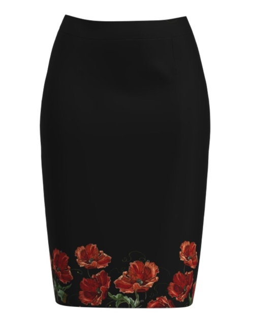 Fusta conica neagra imprimata cu model Maci CMD3645
