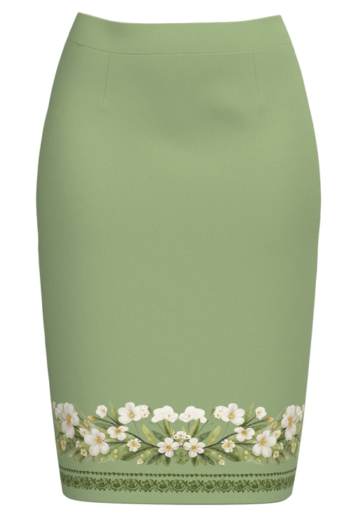 Fusta conica vernil imprimata cu model floral Iasomie