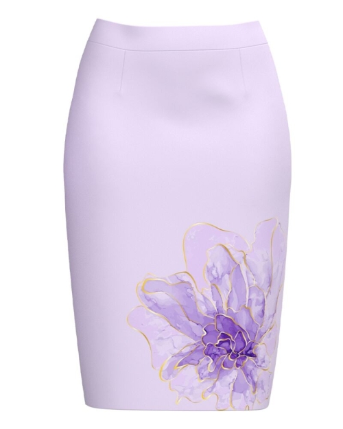 Fusta conica violet imprimata cu model floral CMD4469