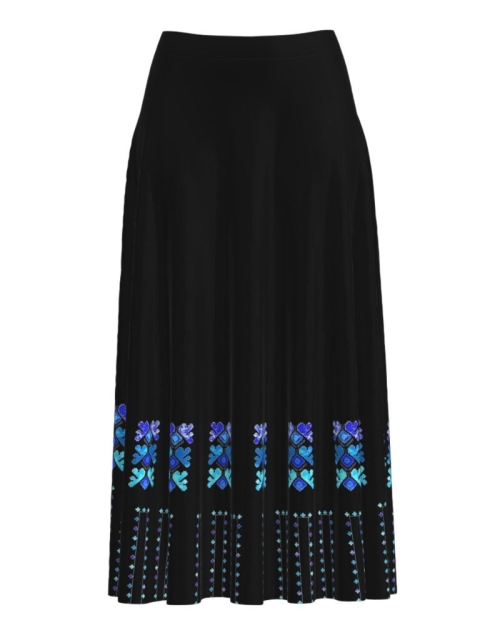Fusta neagra lunga cu imprimeu traditional CMD1677