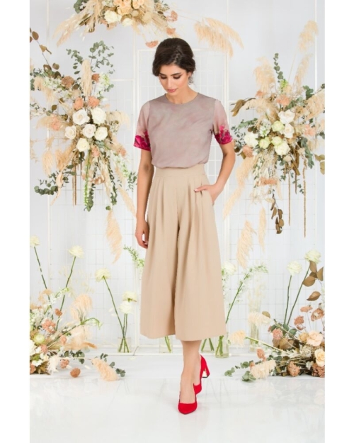Fusta pantalon bej cu buzunare CMD1539 - Img 3