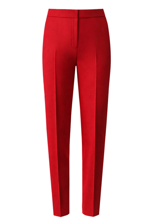 Pantaloni conici rosii din tesatura premium