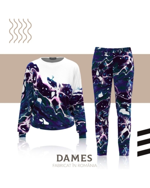 Pantaloni multicolori din catifea cu buzunare CMD483 - Img 2