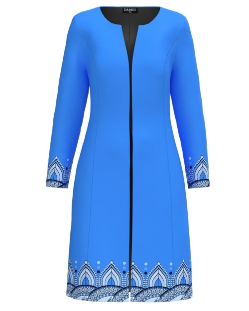 Pardesiu subtire bleu imprimat cu model Mandala - Img 1