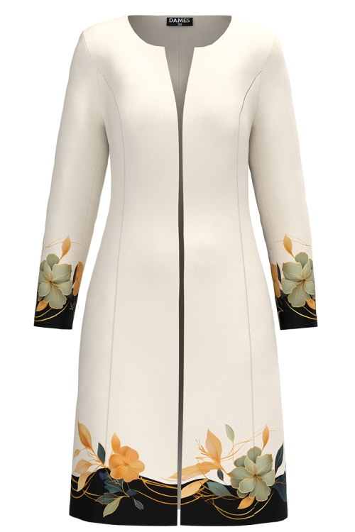 Pardesiu subtire ivory imprimat floral Camelii