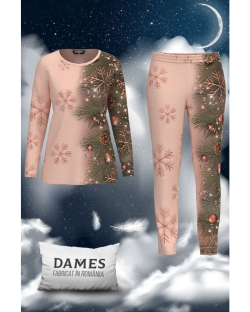 Pijamale de dama cu imprimeu de Craciun CMD1630 - Img 1