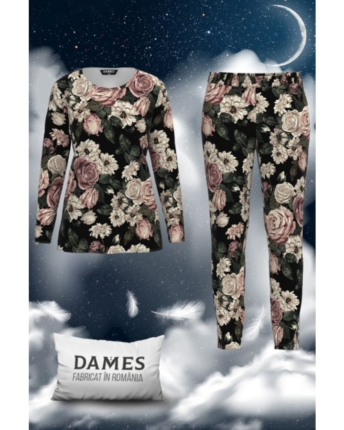 Pijamale de dama cu imprimeu floral CMD1429