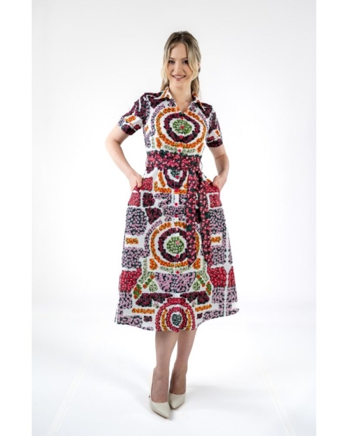 Rochie camasa cu maneca scurta imprimata gradinile Versailles SS24 - Img 3