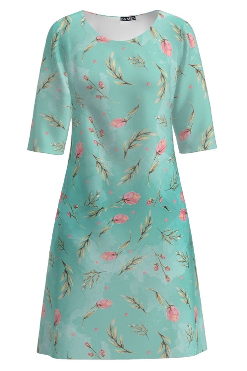 Rochie casual bleu imprimata cu model floral CMD1565 Stoc - Img 2