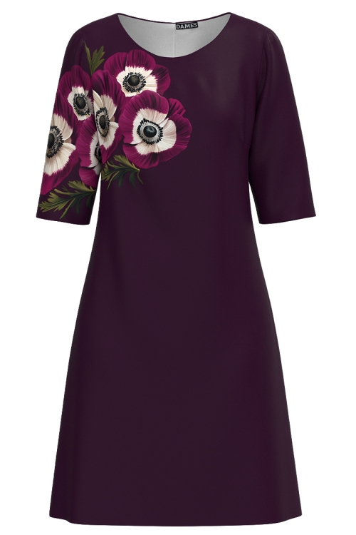 Rochie casual bordo imprimata Anemone