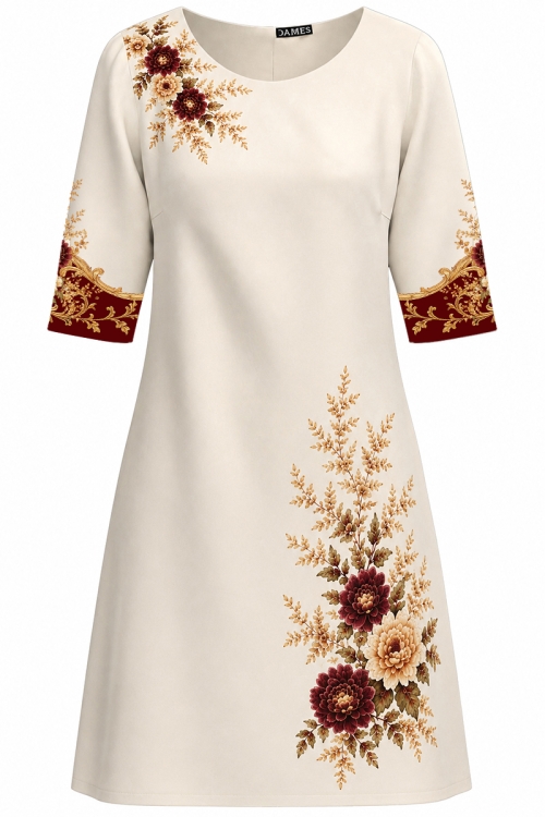 Rochie casual cu decolteu imprimata Royal Garden