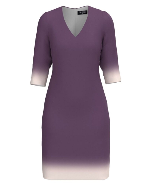 Rochie casual cu decolteu in V mov in degrade
