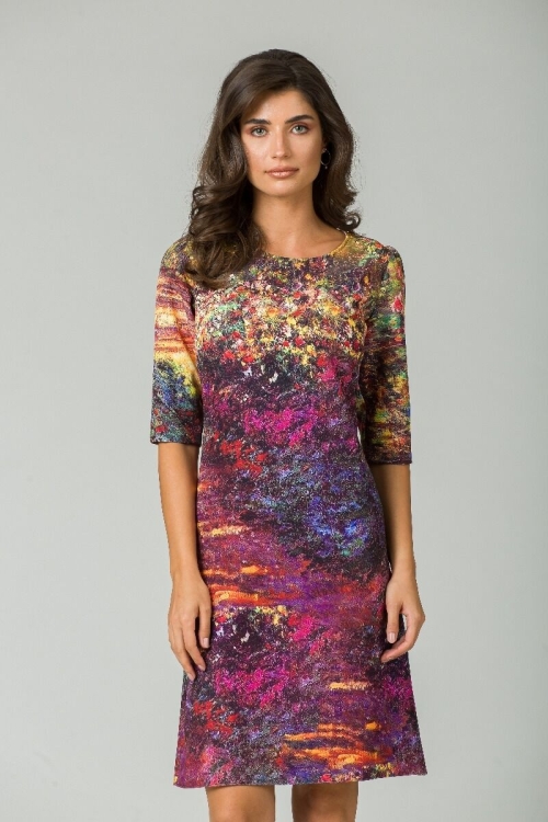 Rochie casual cu maneca imprimata digital model floral CMD155 - Img 9